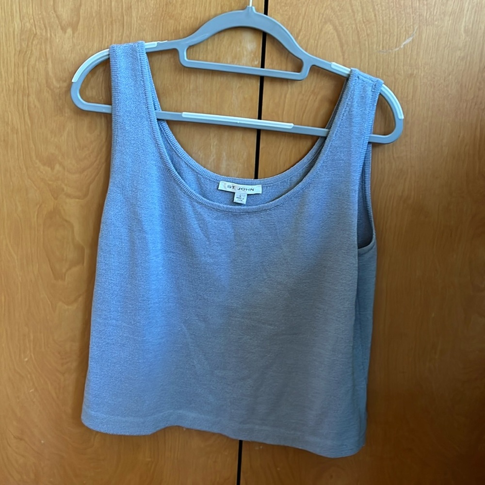 St. John Knits Santana Tank/Shell. Light dusty blue. Size L. Vintage.